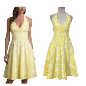 Lilly Pulitzer Willa Halter Embroidered Dress Yellow White Size 6 Cottagecore